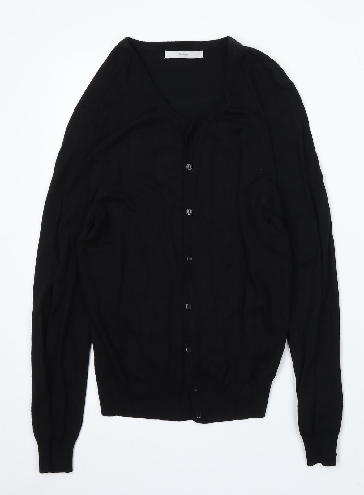 George Womens Black Round Neck Viscose Cardigan Jumper Size 12