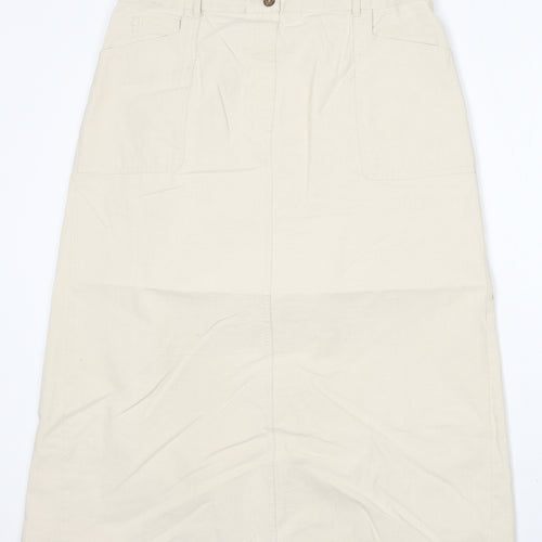 Preworn Womens Beige Polyester A-Line Skirt Size 34 in Button