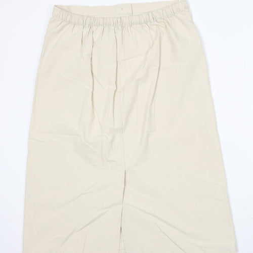 Preworn Womens Beige Polyester A-Line Skirt Size 34 in Button