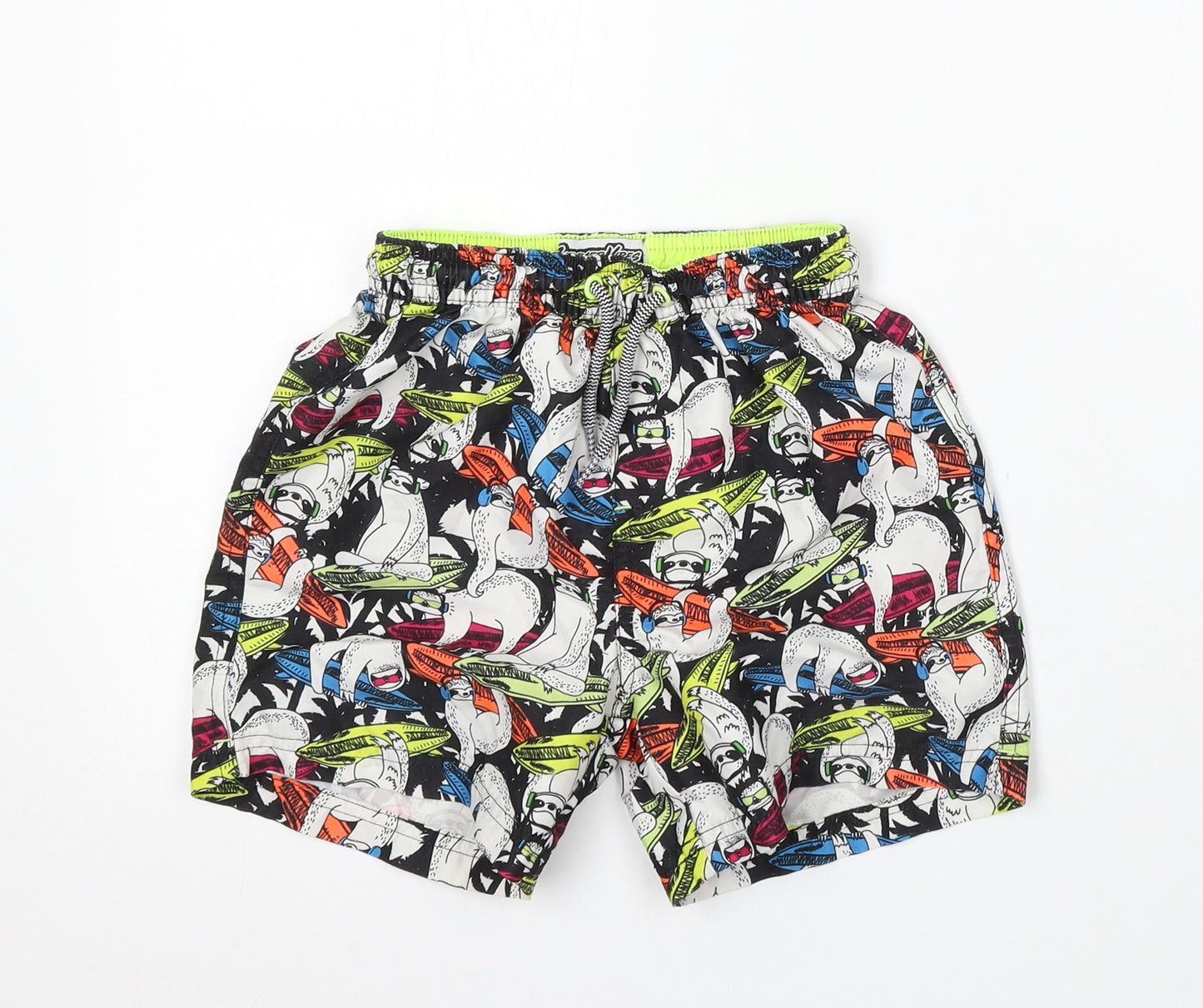 Summer Vibes Boys Multicoloured Floral Polyester Sweat Shorts Size 6-7 Years Regular Drawstring - Sloth Swim Shorts