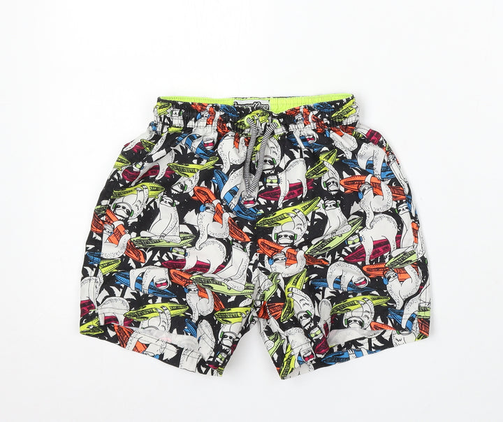 Summer Vibes Boys Multicoloured Floral Polyester Sweat Shorts Size 6-7 Years Regular Drawstring - Sloth Swim Shorts