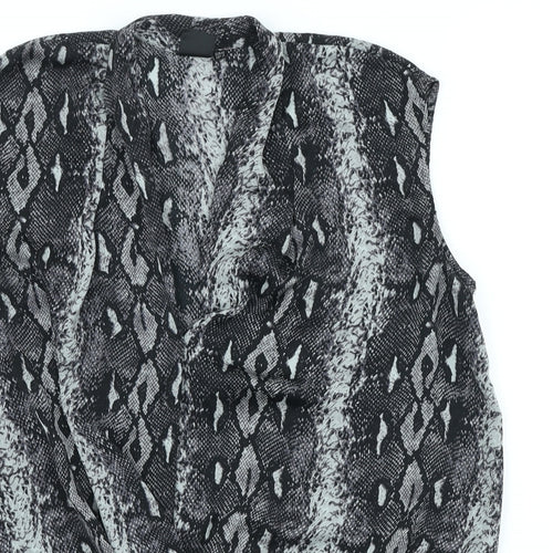 In Wear Womens Grey Animal Print Polyester Basic Blouse Size 14 V-Neck - Snake Print