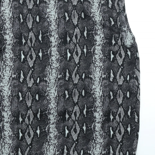In Wear Womens Grey Animal Print Polyester Basic Blouse Size 14 V-Neck - Snake Print