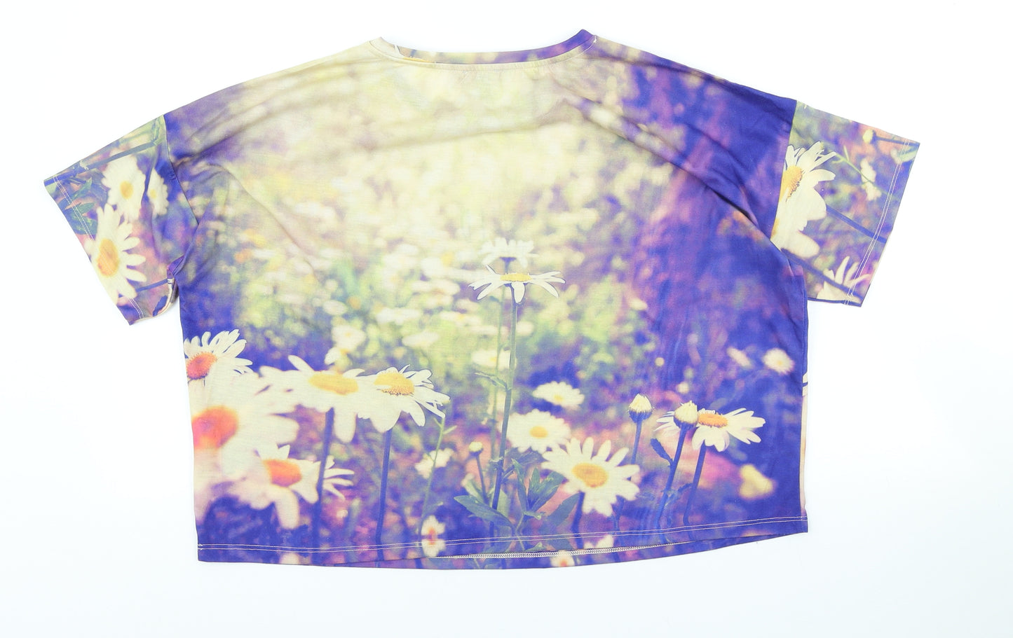ASOS Womens Multicoloured Floral Polyester Basic T-Shirt Size 12 Round Neck