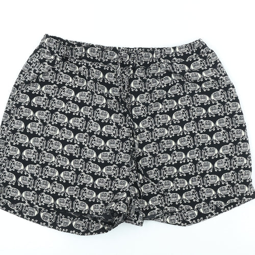 Staring at Stars Womens Black Polyester Sweat Shorts Size M Regular Tie - Elephants