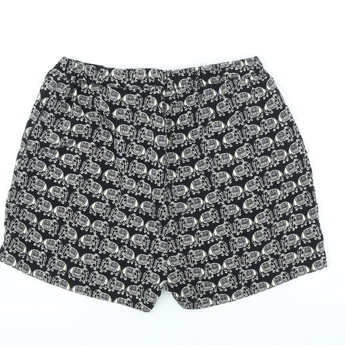Staring at Stars Womens Black Polyester Sweat Shorts Size M Regular Tie - Elephants