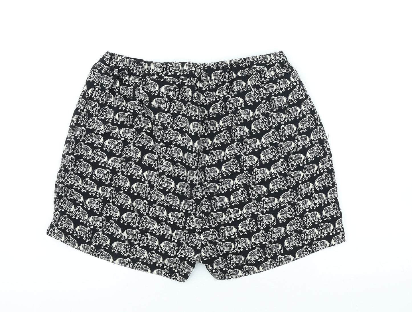 Staring at Stars Womens Black Polyester Sweat Shorts Size M Regular Tie - Elephants