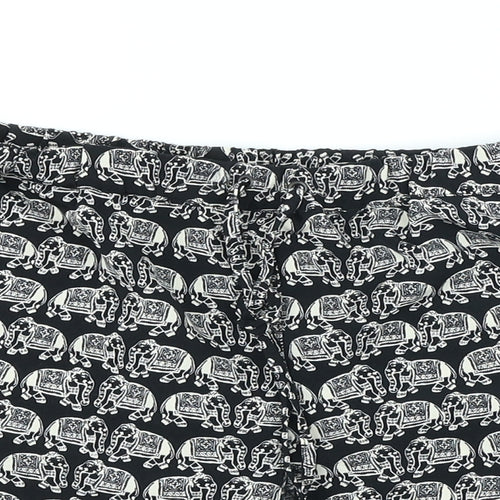 Staring at Stars Womens Black Polyester Sweat Shorts Size M Regular Tie - Elephants