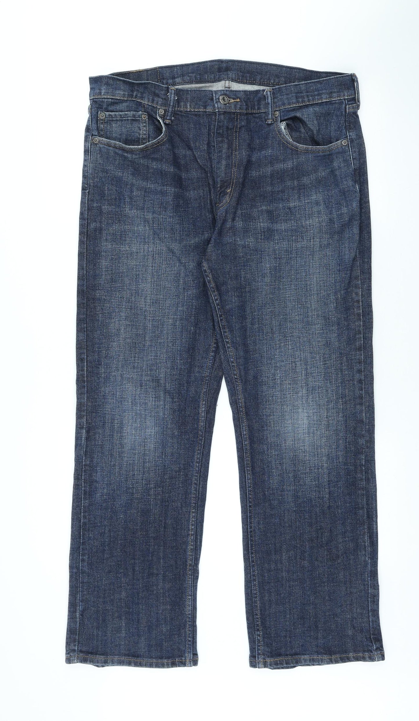 Levi's Mens Blue Cotton Straight Jeans Size 36 in L30 in Regular Button