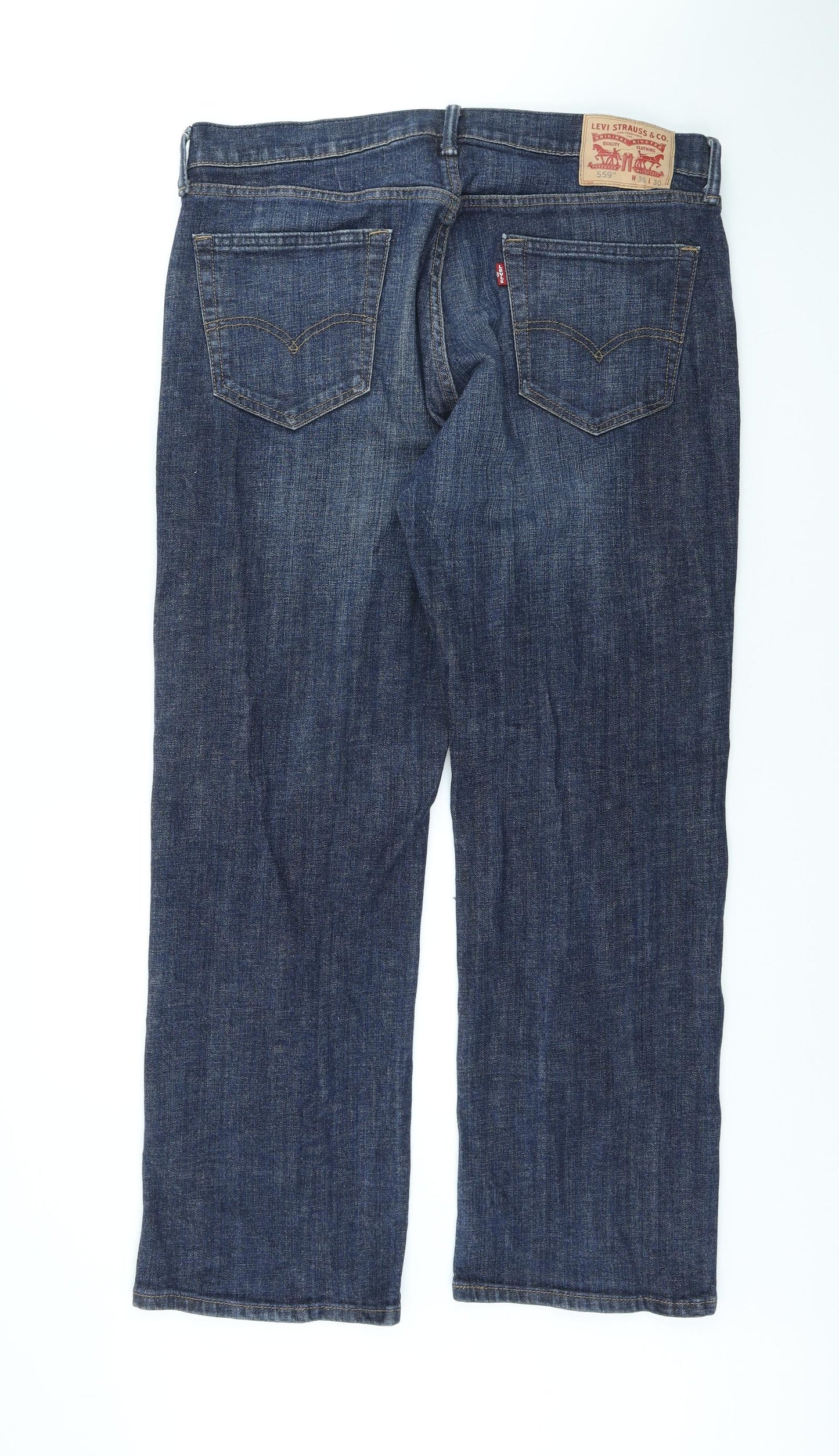 Levi's Mens Blue Cotton Straight Jeans Size 36 in L30 in Regular Button