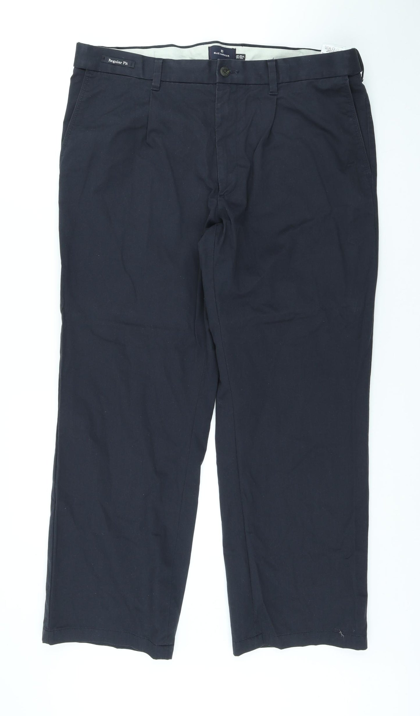Blue Harbour Mens Black Cotton Chino Trousers Size 38 in L29 in Regular Button