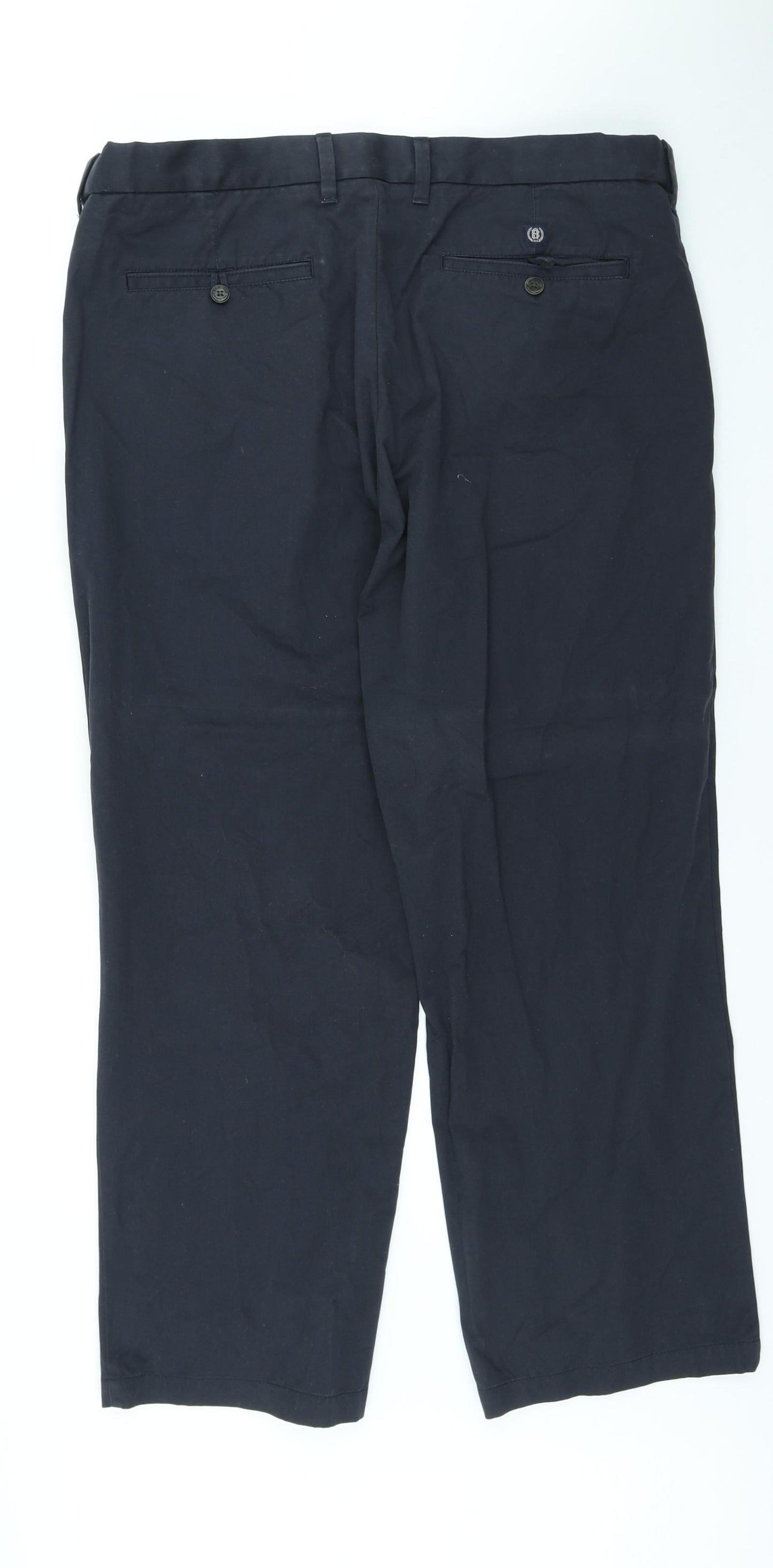 Blue Harbour Mens Black Cotton Chino Trousers Size 38 in L29 in Regular Button
