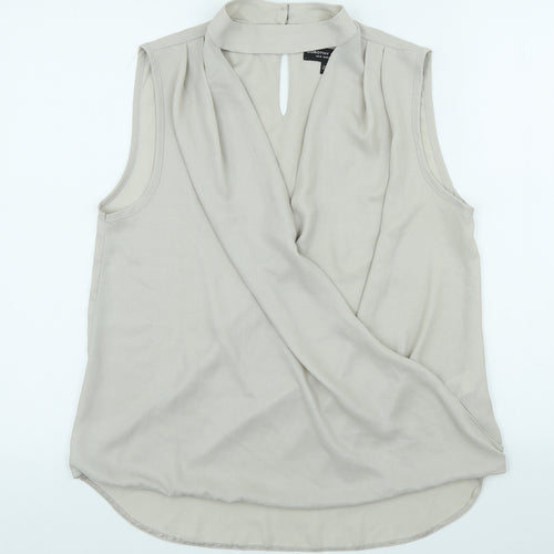 Dorothy Perkins Womens Beige Polyester Tunic Blouse Size 14 High Neck