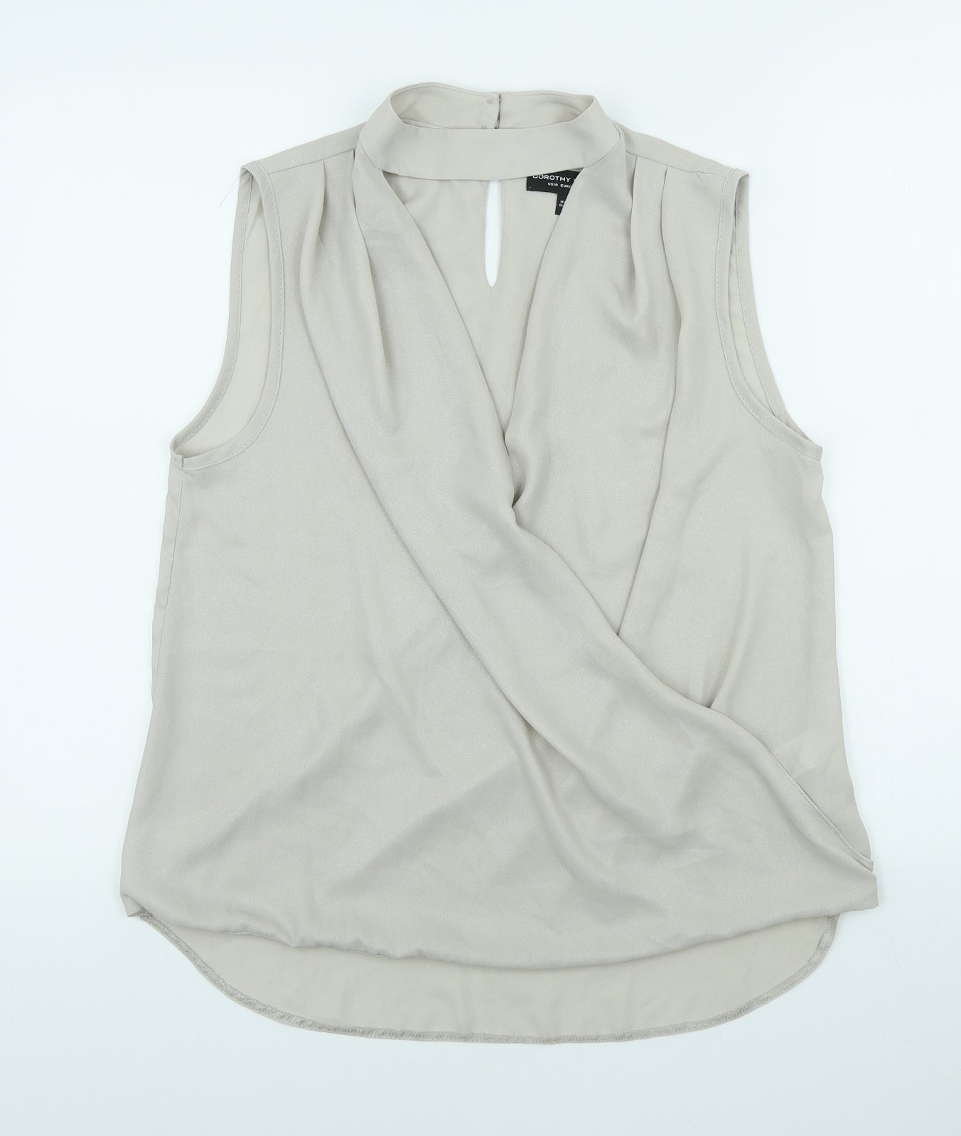 Dorothy Perkins Womens Beige Polyester Tunic Blouse Size 14 High Neck