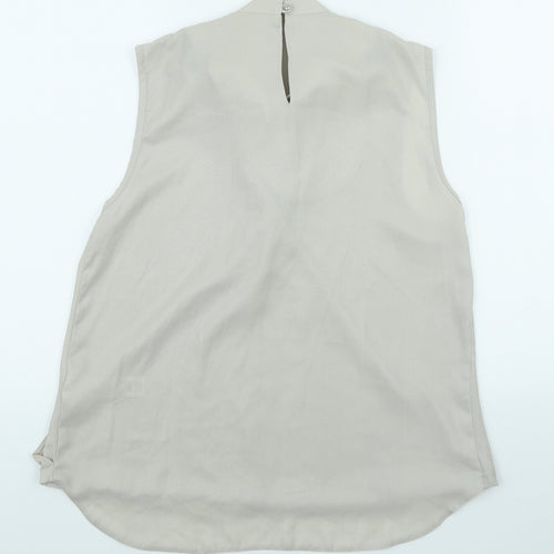 Dorothy Perkins Womens Beige Polyester Tunic Blouse Size 14 High Neck