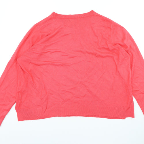 Marks and Spencer Womens Pink Crew Neck Acrylic Pullover Jumper Size 20
