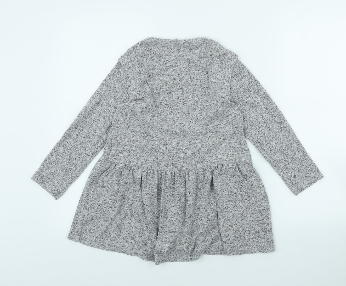 Zara Girls Grey Viscose Skater Dress Size 8 Years Round Neck Pullover