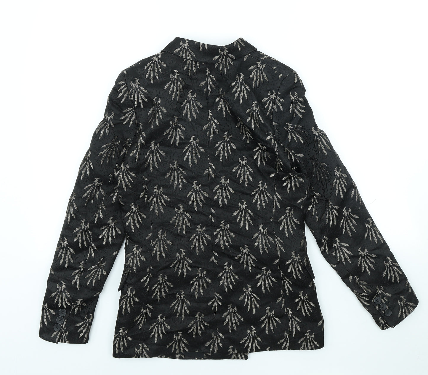 H&M Womens Black Geometric Polyester Jacket Blazer Size 4