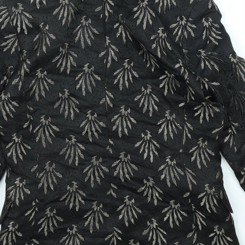 H&M Womens Black Geometric Polyester Jacket Blazer Size 4