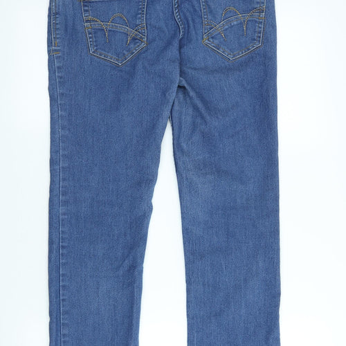 F&F Womens Blue Cotton Straight Jeans Size 10 L26 in Regular Button