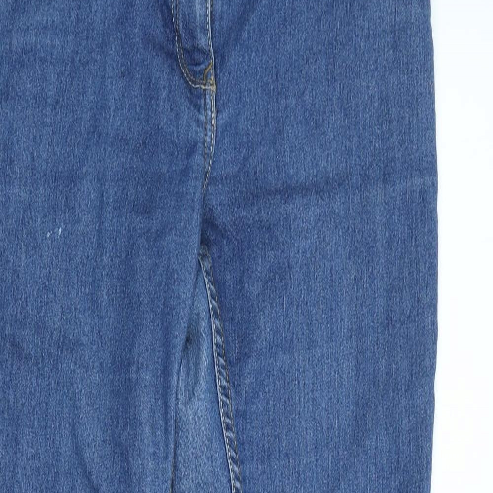 F&F Womens Blue Cotton Straight Jeans Size 10 L26 in Regular Button