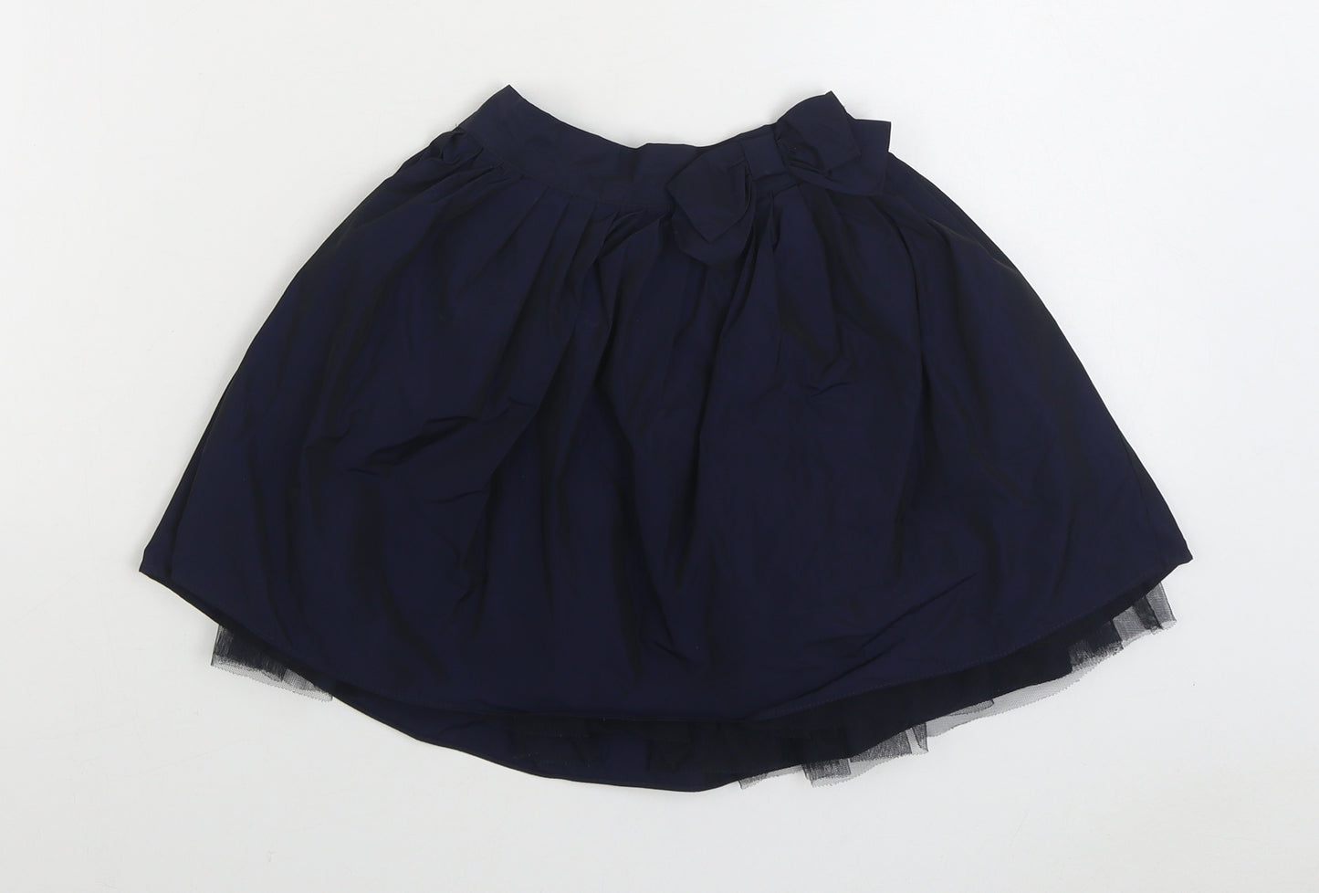 Marks and Spencer Girls Blue Polyester Pleated Skirt Size 3-4 Years Regular
