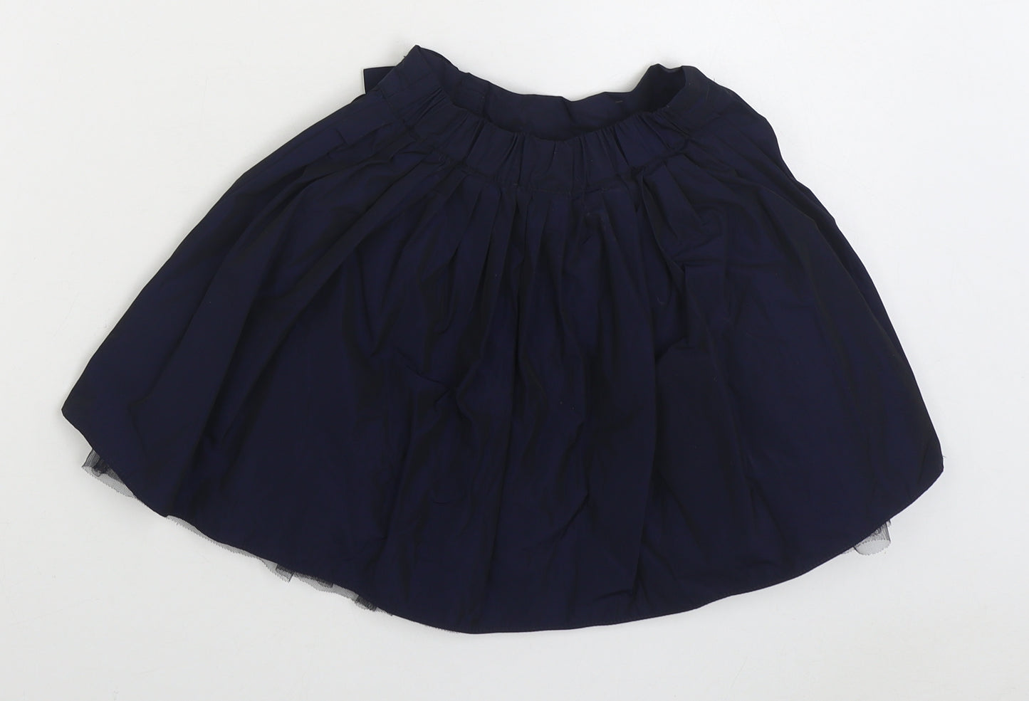 Marks and Spencer Girls Blue Polyester Pleated Skirt Size 3-4 Years Regular