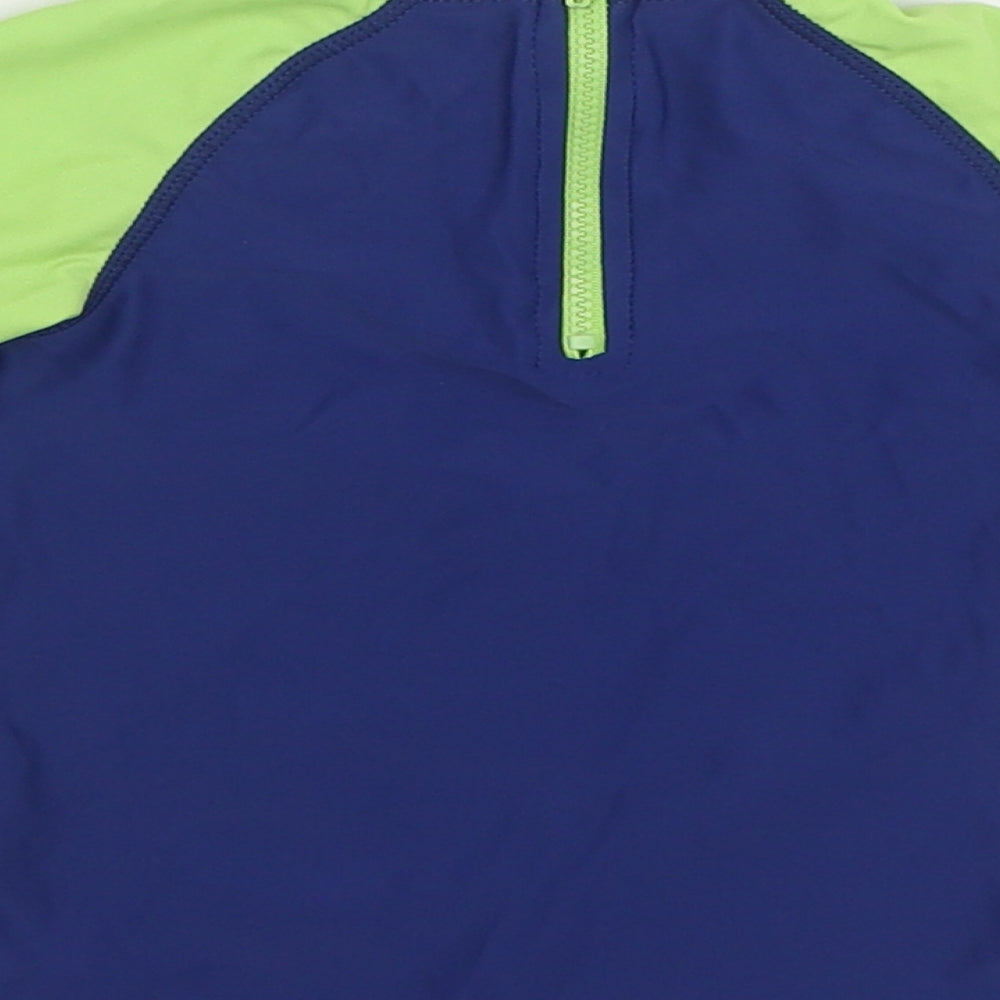 F&F Boys Blue Nylon Basic T-Shirt Size 12-18 Months Mock Neck Zip - King of the Surf Rash Vest
