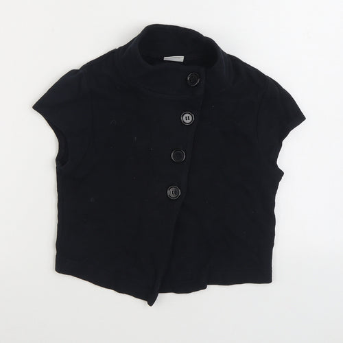 NEXT Girls Black Round Neck 100% Cotton Cardigan Jumper Size 11 Years Button