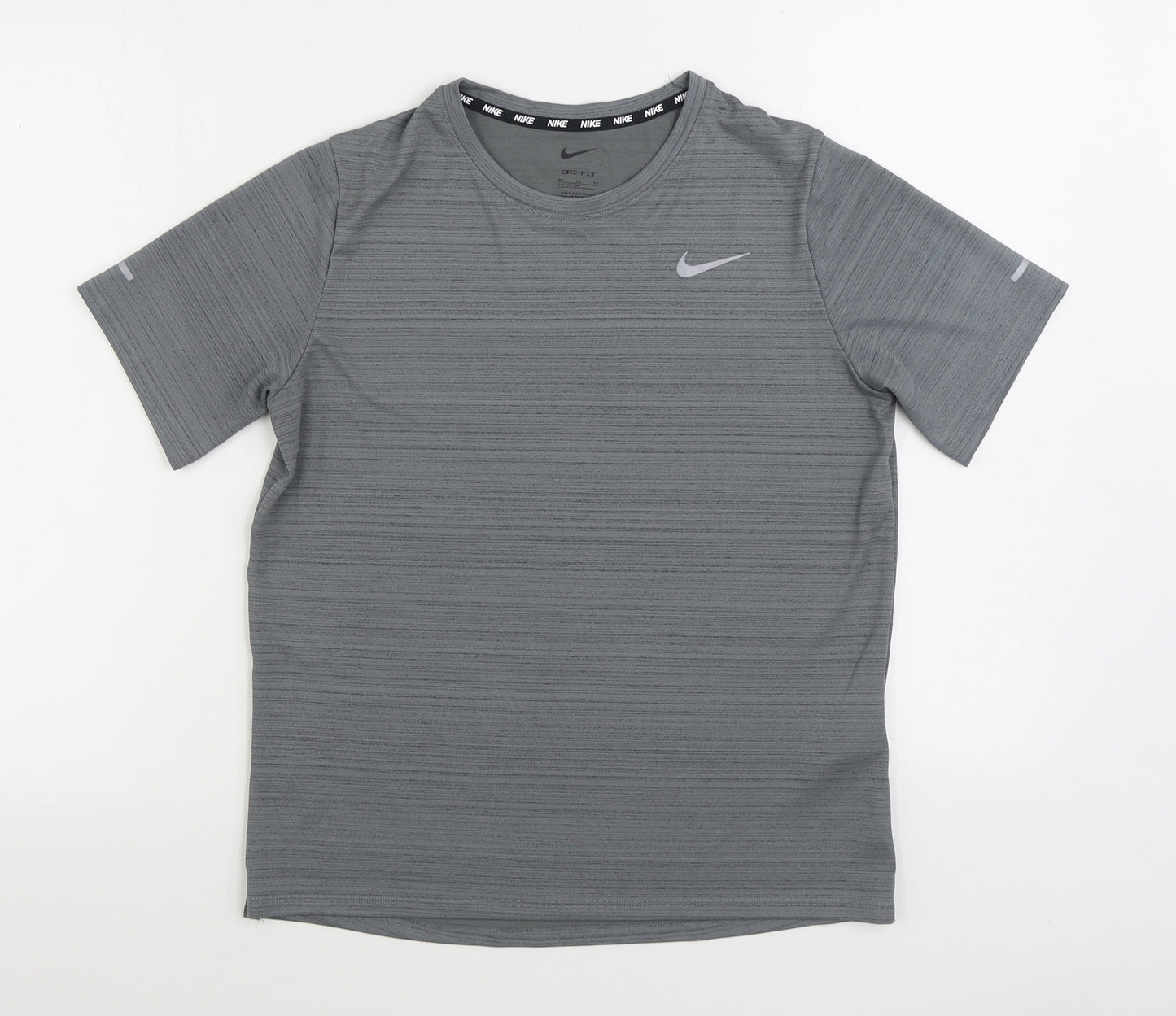Nike Boys Grey Polyester Basic T-Shirt Size 13-14 Years Round Neck Pullover