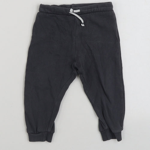 F&F Boys Grey Cotton Jogger Trousers Size 12-18 Months Drawstring