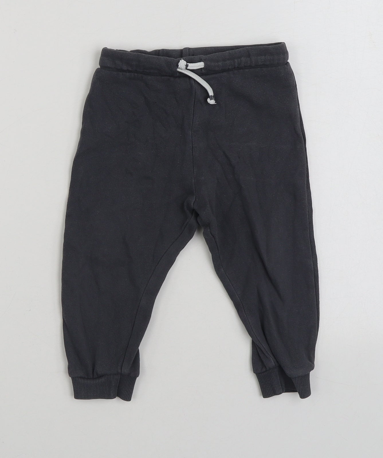 F&F Boys Grey Cotton Jogger Trousers Size 12-18 Months Drawstring