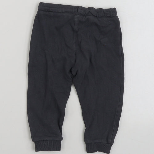 F&F Boys Grey Cotton Jogger Trousers Size 12-18 Months Drawstring