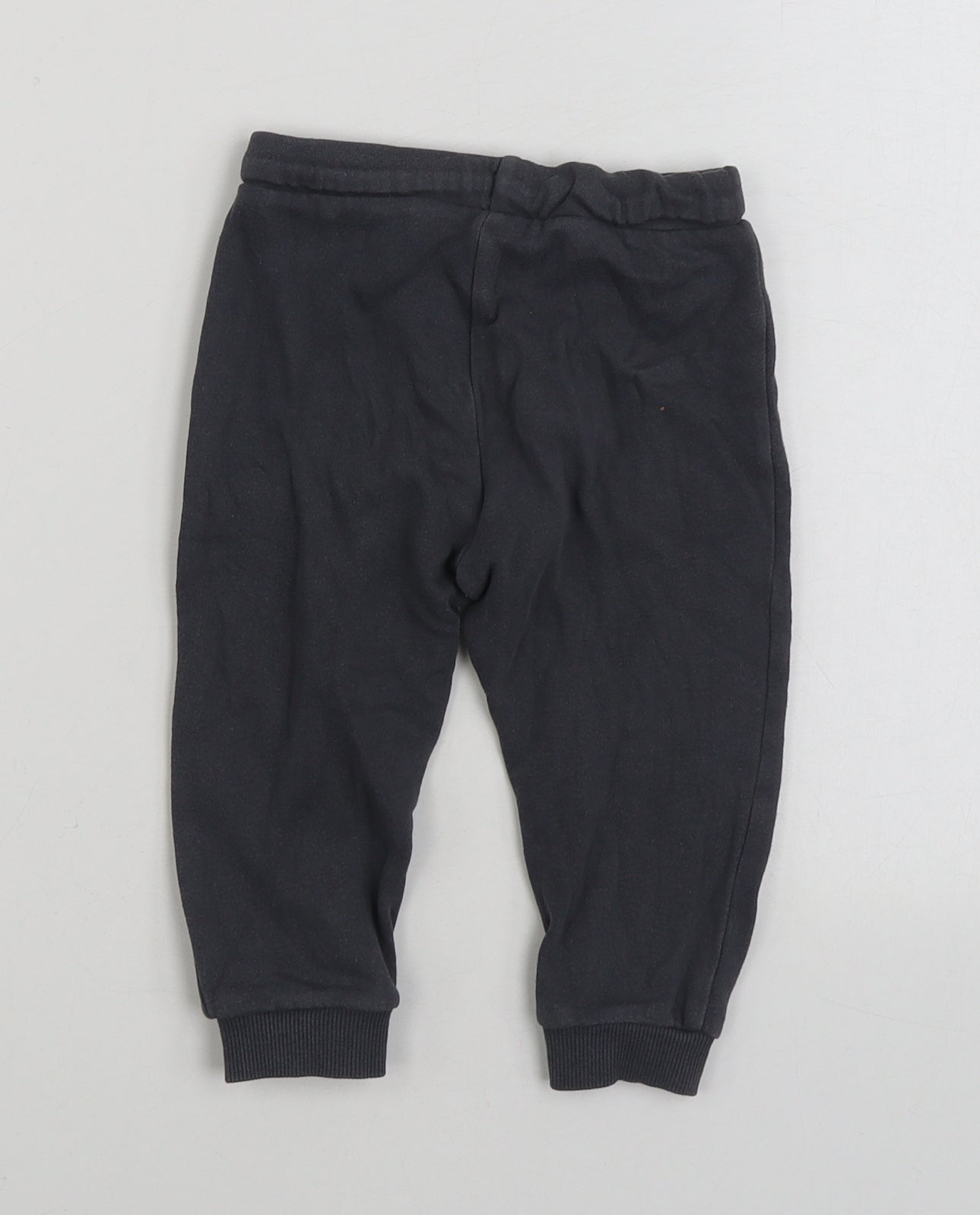 F&F Boys Grey Cotton Jogger Trousers Size 12-18 Months Drawstring