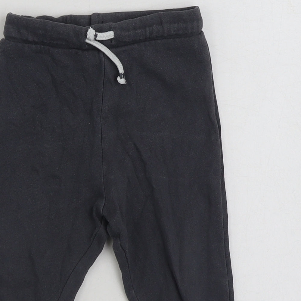 F&F Boys Grey Cotton Jogger Trousers Size 12-18 Months Drawstring