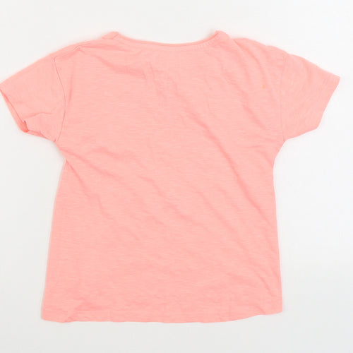 Dunnes Stores Girls Pink Polyester Basic T-Shirt Size 8 Years Round Neck Pullover - Zebra. Smile it's Summer