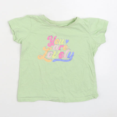 Primark Girls Green 100% Cotton Basic T-Shirt Size 7-8 Years Round Neck Pullover - You Are Lovely
