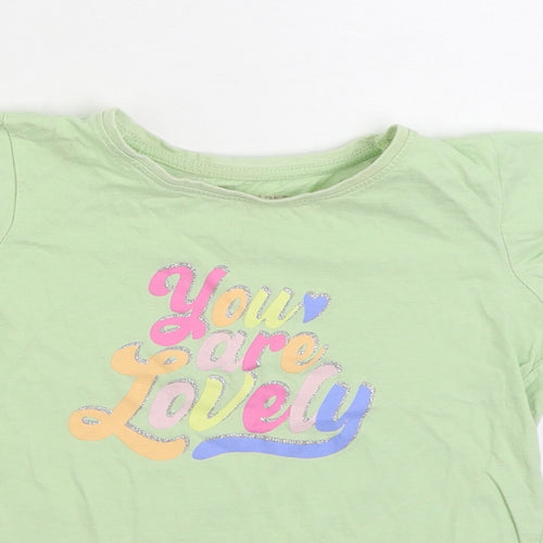 Primark Girls Green 100% Cotton Basic T-Shirt Size 7-8 Years Round Neck Pullover - You Are Lovely