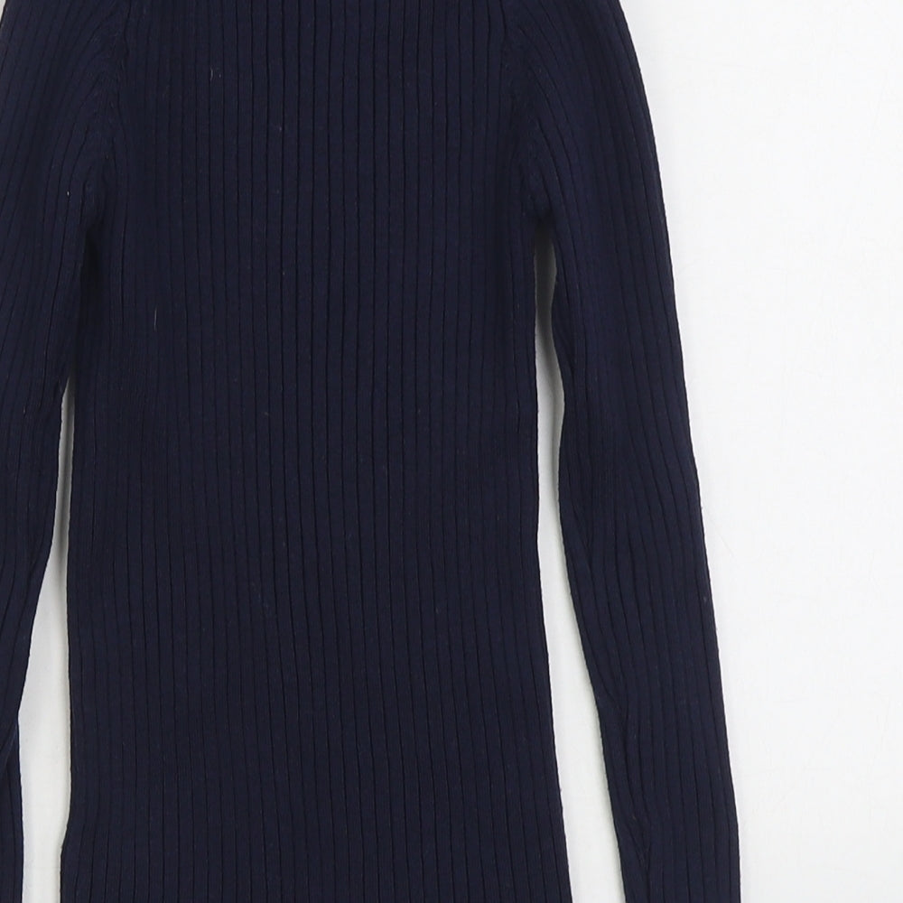 Dunnes Stores Girls Blue Collared Polyester Pullover Jumper Size 8 Years Pullover - Ribbed