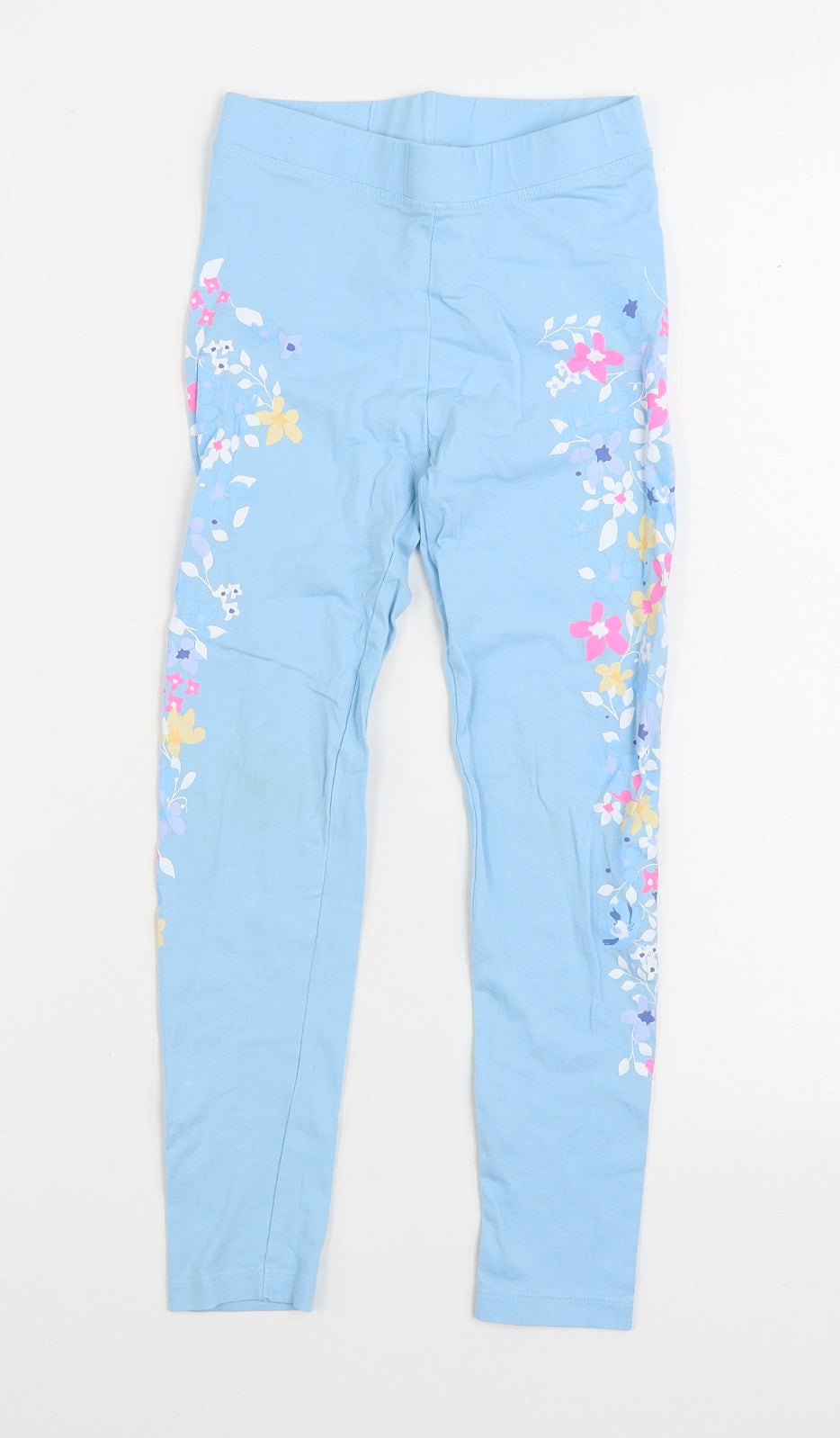 Leigh Tucker Girls Blue Floral Cotton Jogger Trousers Size 7-8 Years Regular - Legging - Flowers