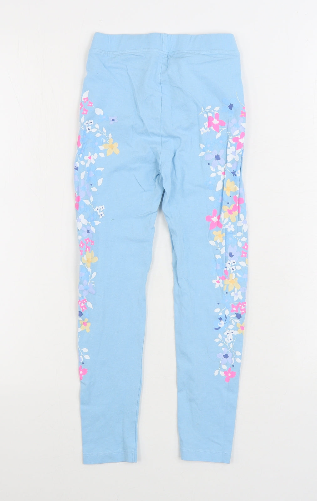 Leigh Tucker Girls Blue Floral Cotton Jogger Trousers Size 7-8 Years Regular - Legging - Flowers