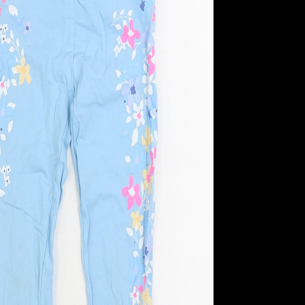 Leigh Tucker Girls Blue Floral Cotton Jogger Trousers Size 7-8 Years Regular - Legging - Flowers