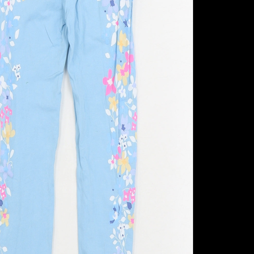Leigh Tucker Girls Blue Floral Cotton Jogger Trousers Size 7-8 Years Regular - Legging - Flowers