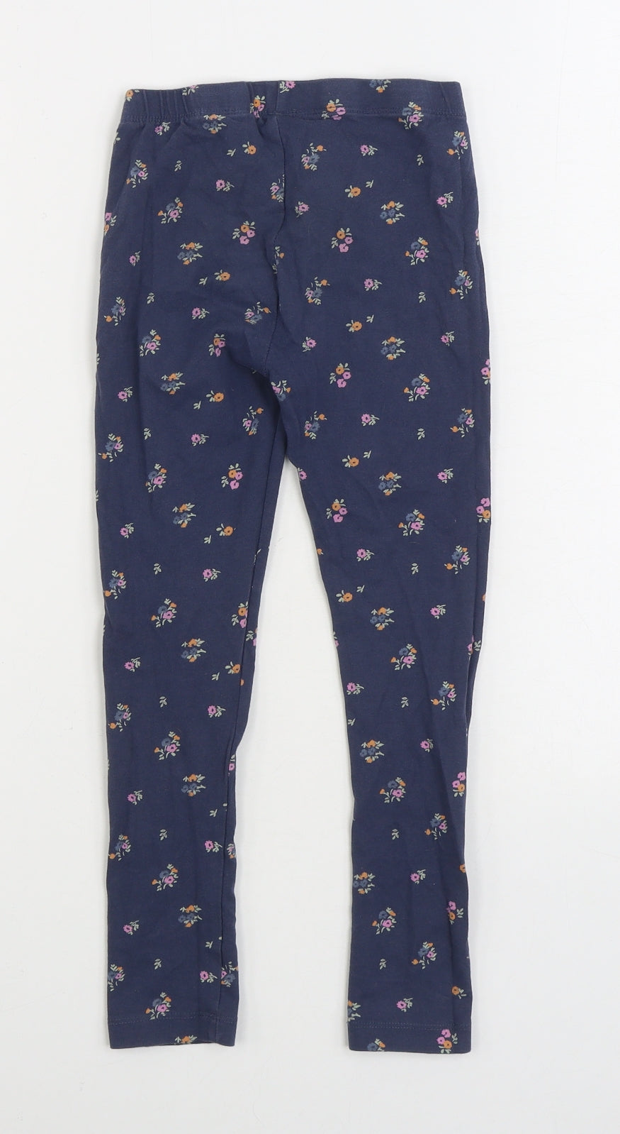 Dunnes Stores Girls Blue Floral Cotton Jogger Trousers Size 6-7 Years Regular - Legging - Flowers