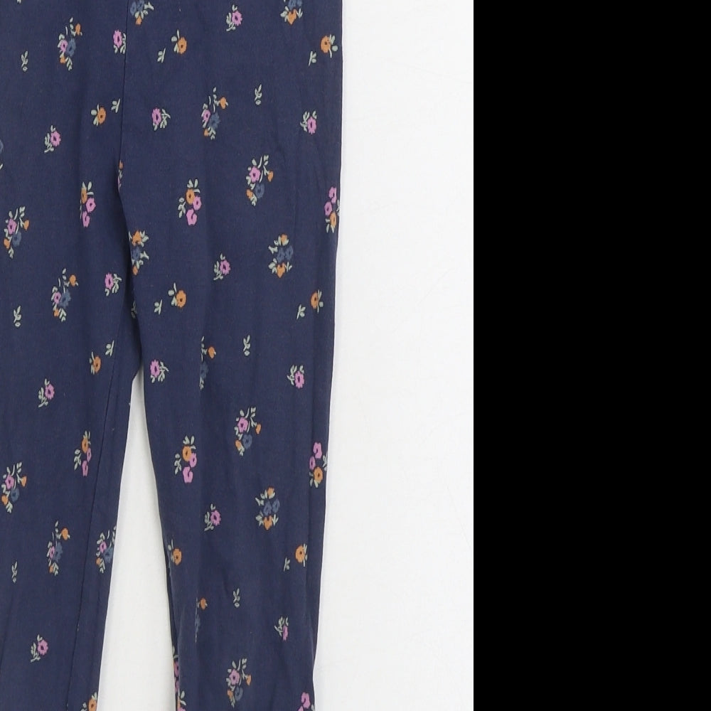 Dunnes Stores Girls Blue Floral Cotton Jogger Trousers Size 6-7 Years Regular - Legging - Flowers