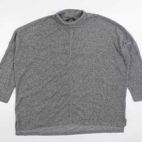 Dunnes Stores Womens Grey Mock Neck Polyester Pullover Jumper Size L