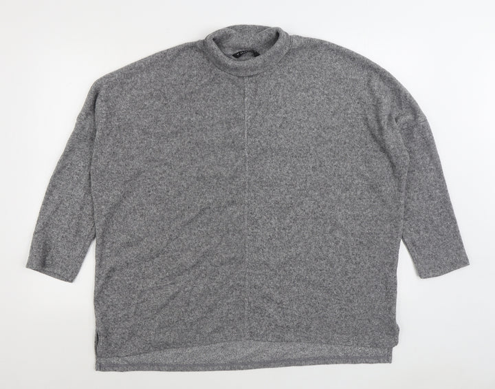 Dunnes Stores Womens Grey Mock Neck Polyester Pullover Jumper Size L
