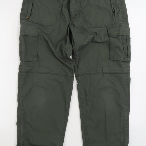 Mountain Life Mens Green Polyester Cargo Trousers Size 34 in L30 in Regular Zip