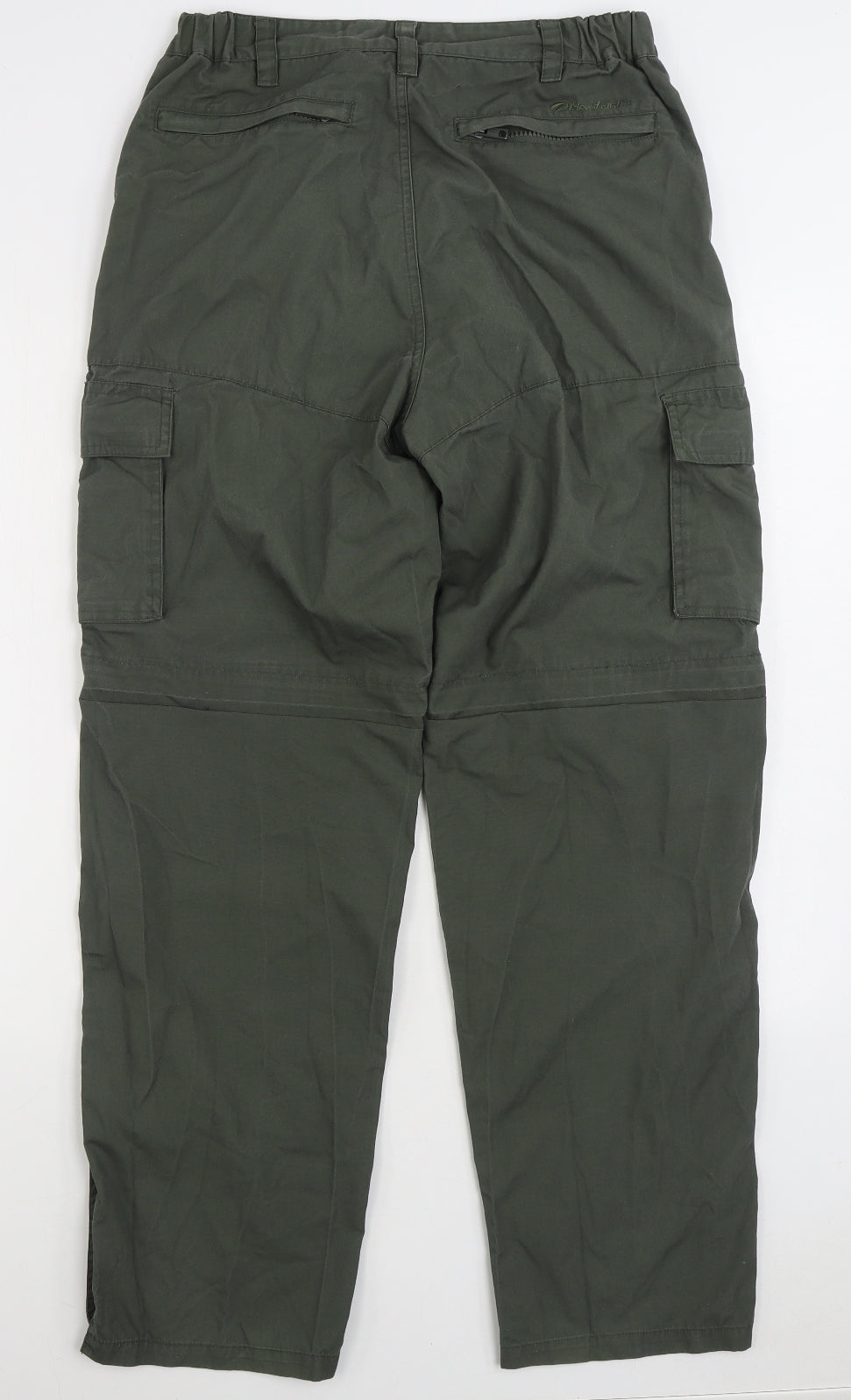 Mountain Life Mens Green Polyester Cargo Trousers Size 34 in L30 in Regular Zip