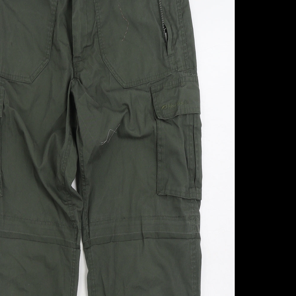 Mountain Life Mens Green Polyester Cargo Trousers Size 34 in L30 in Regular Zip